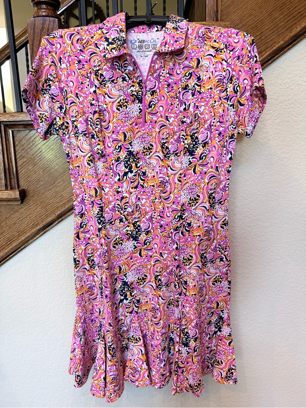 IBKUL Pink Multi-Color Swirl Print Mini Dress-Size SMALL